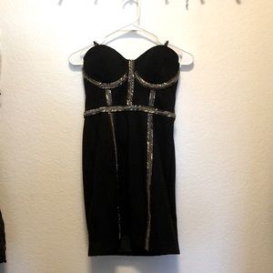 Bebe Beaded Bustier Ponte Dress